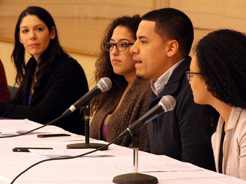 student panelists at racial justice teach-in