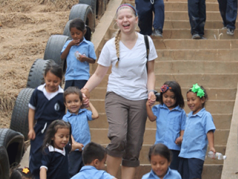 Students traveling abroad on service project