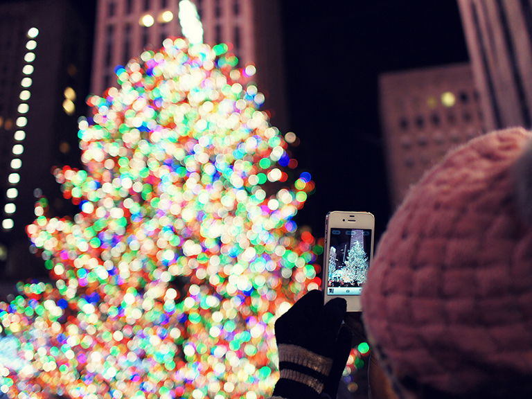 image of person taking photo of christmas tree