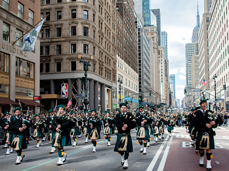 Manhattan College marching in the St. Patrick's Day parade