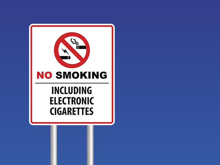 No smoking or using e cigarettes sign