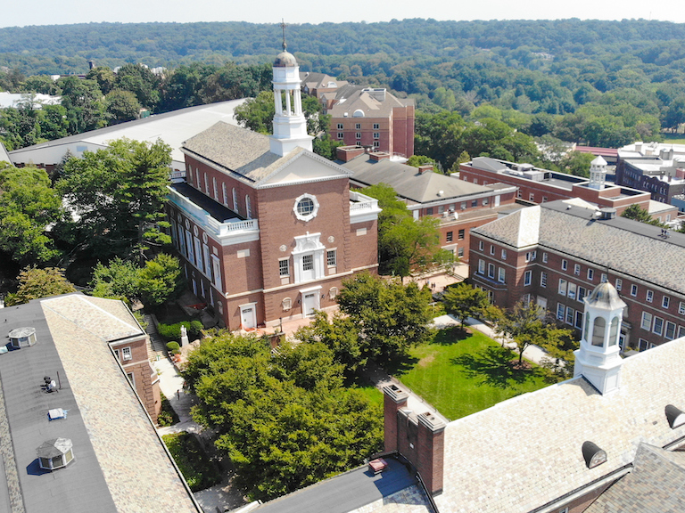 Aerial photo of Manhattan College campus, August 2021