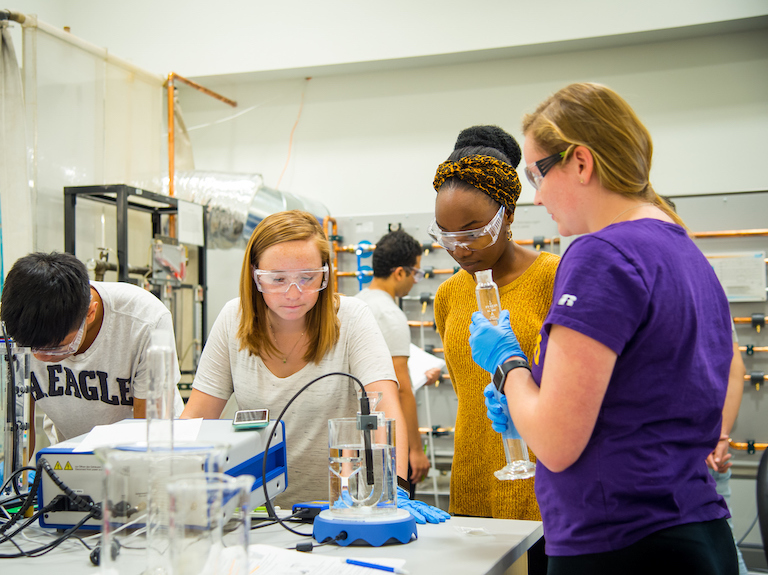 Students in chemical engineering lab
