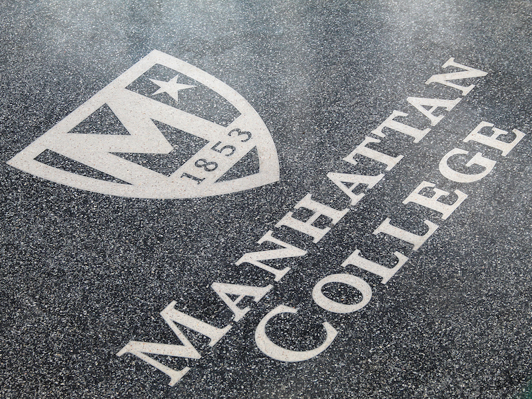 Manhattan College logo on new floor