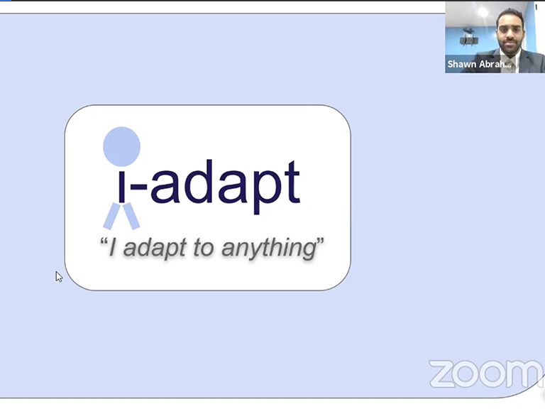 i-adapt logo with student speaking